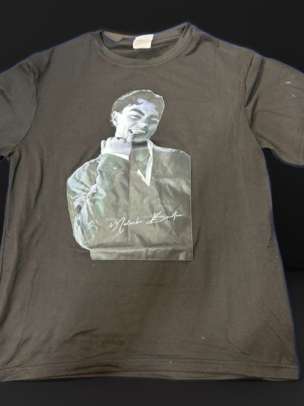 Black Graphic Short-Sleeve T-Shirt with Photo Print